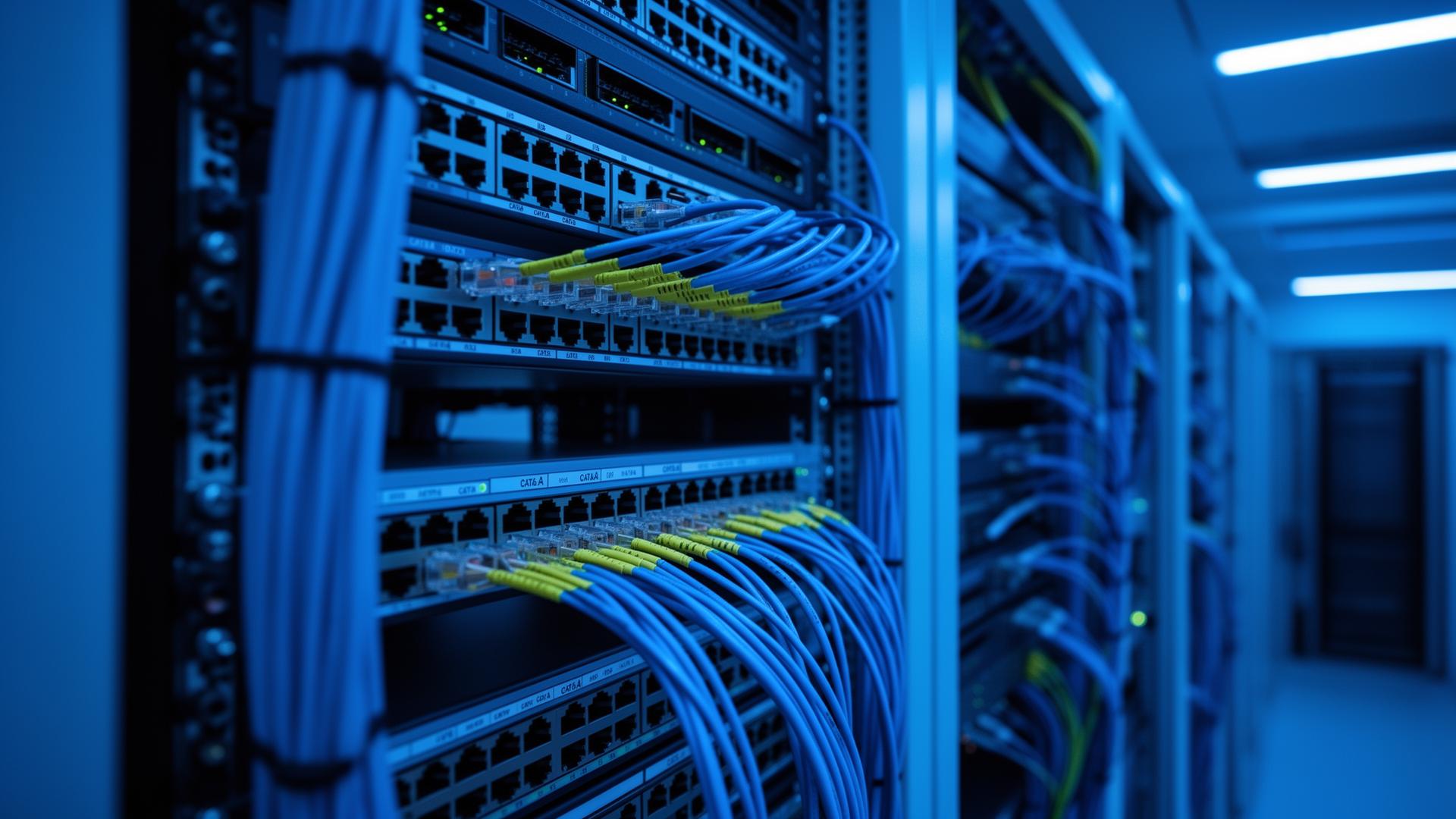 Enterprise structured cabling installation and fiber optic network infrastructure